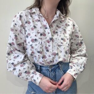 Vintage Floral Cotton Blouse